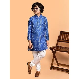 PrintCultr Boys Festive & Party Kurta and Pyjama Set (Blue)