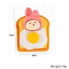 Bread Toast with Sunny Side Up Egg Eraser Set,4 Piece School Stationery Collection