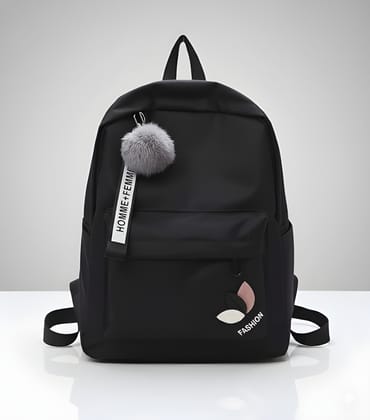 Latest Modern Backpack Bag with Pom-Pom Charm for Girls and Women | Fashionable Lightweight School & College Backpack