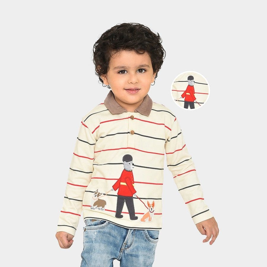 Misty Ivory Stripes & Patch Work T-shirt-12-18 M / Cream