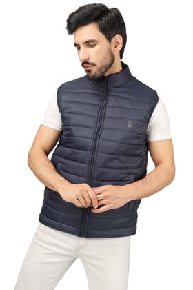 Blueficus Sleeveless Bomber Jacket Regular Fit High Neck Quilted puffer Jacket For Men Reversible