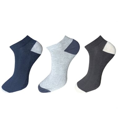 3-Pair Set Unisex Casual Cotton Solid Ankle Length Socks (Multicolor)