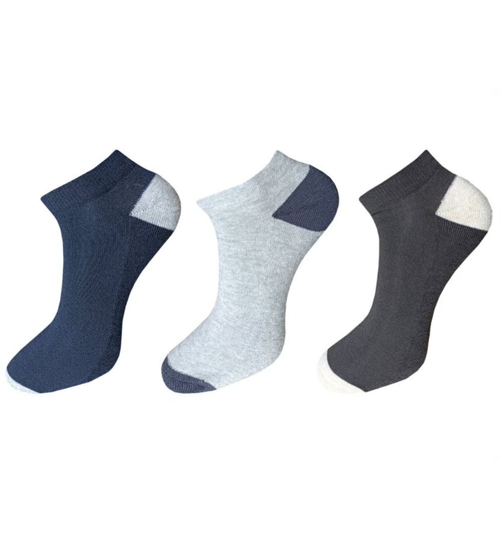 3-Pair Set Unisex Casual Cotton Solid Ankle Length Socks (Multicolor)