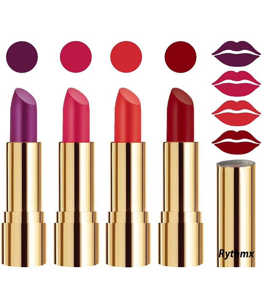 Rythmx Professional Timeless 4 Colors Lipstick Purple,Pink,Orange, Maroon Pack of 4 16 g
