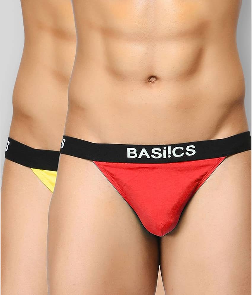 BASIICS By La Intimo Pack of 2 Cotton Blend Thongs For Men's ( Multicolor )