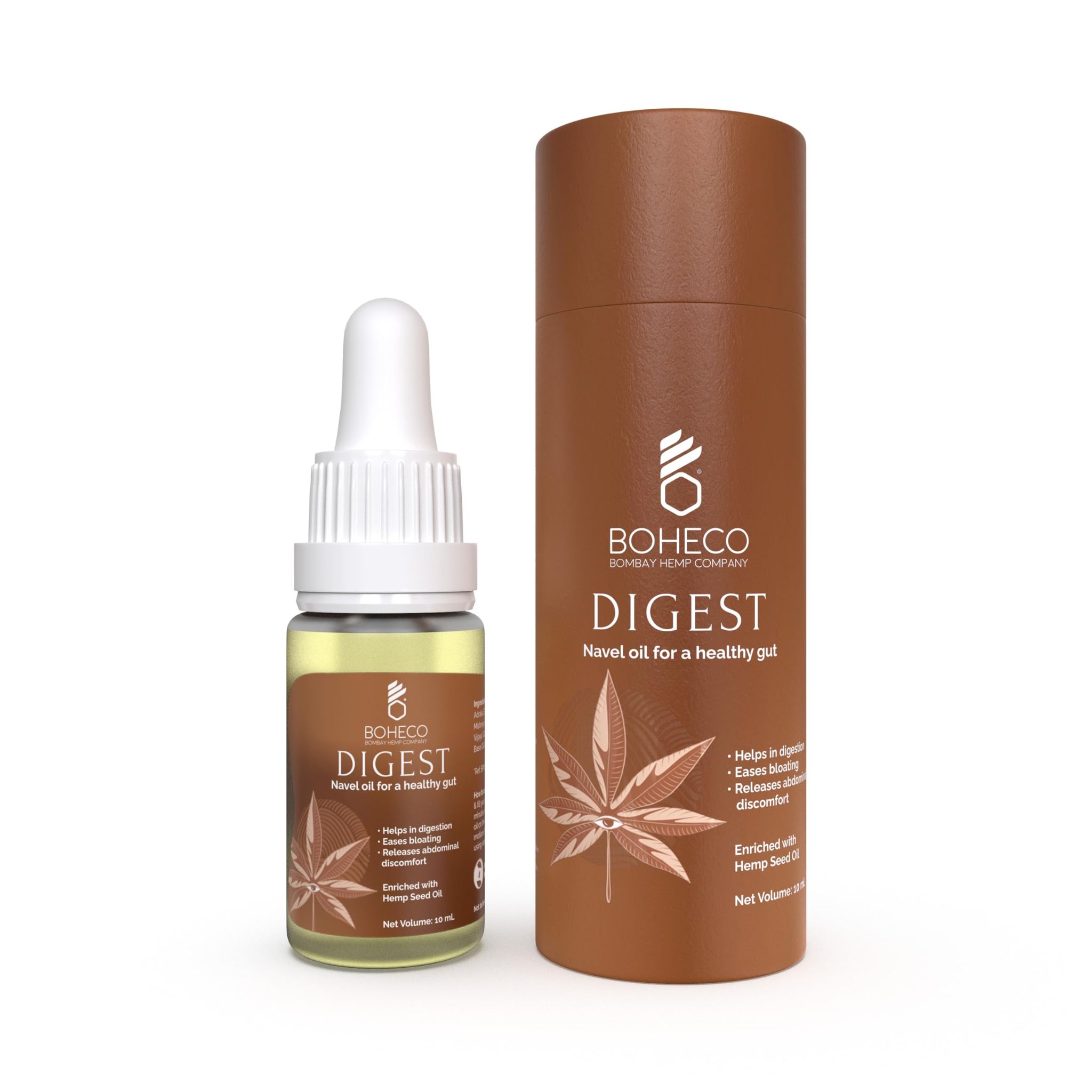 BOHECO DIGEST Navel Oil for Healthy Gut - 10 ml | Oil for Navel therapy | Promote gut health | Helps and enhances digestion | Releases abdominal discomfort | Reduces excessive bloating