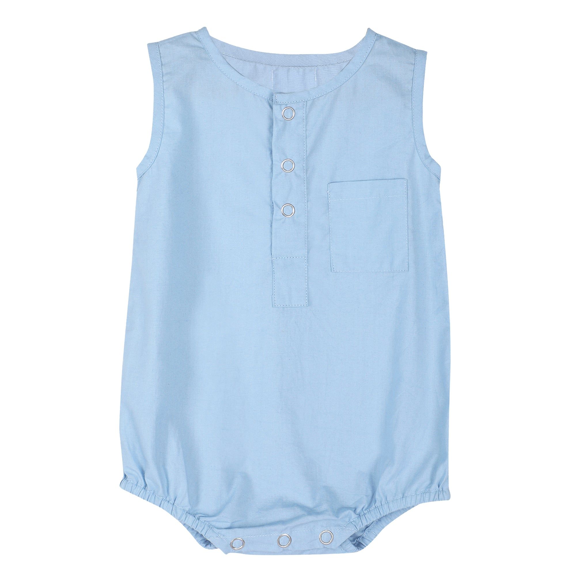DUSK BLUE COTTON ONESIE-0-3 MONTHS