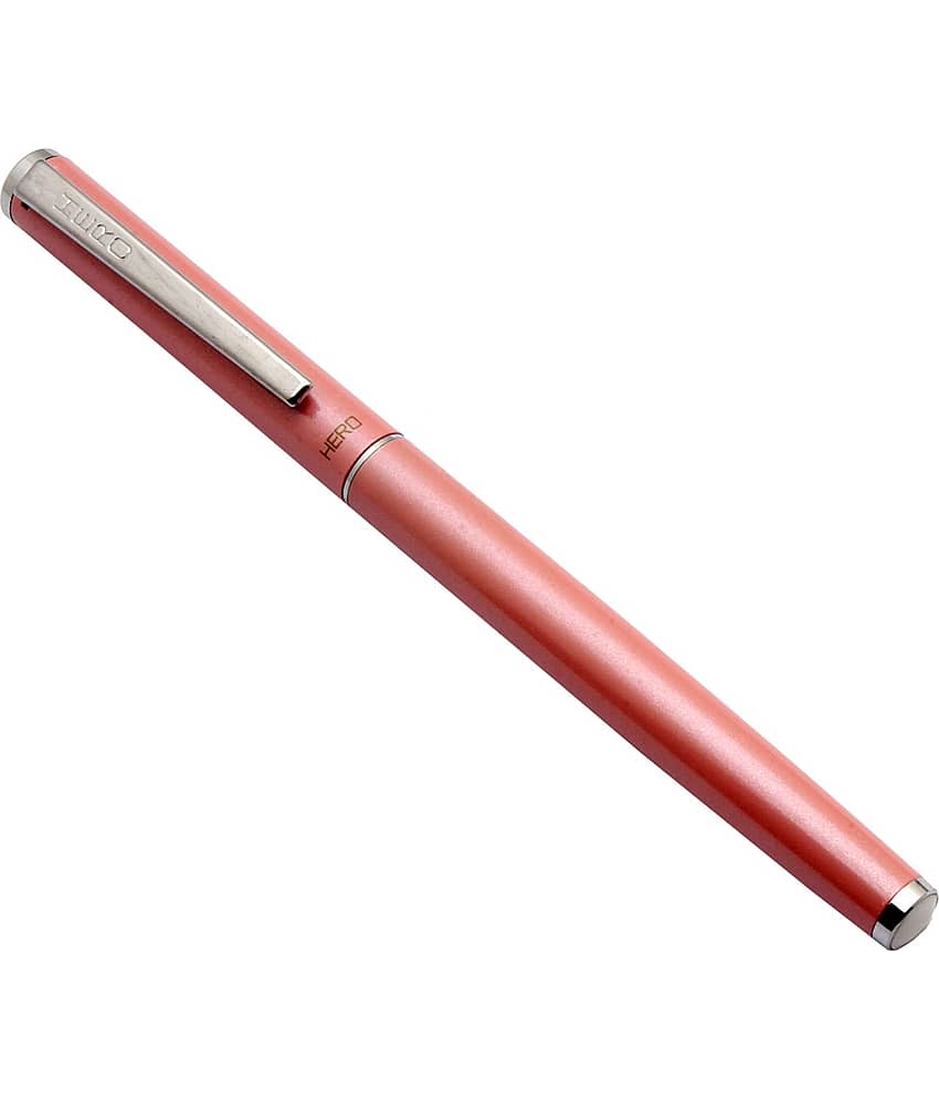 Srpc Hero 70 All Rounder Nib Fountain Pen 360 Degree Angle Writing Peach Color Metal Body & Chrome trims