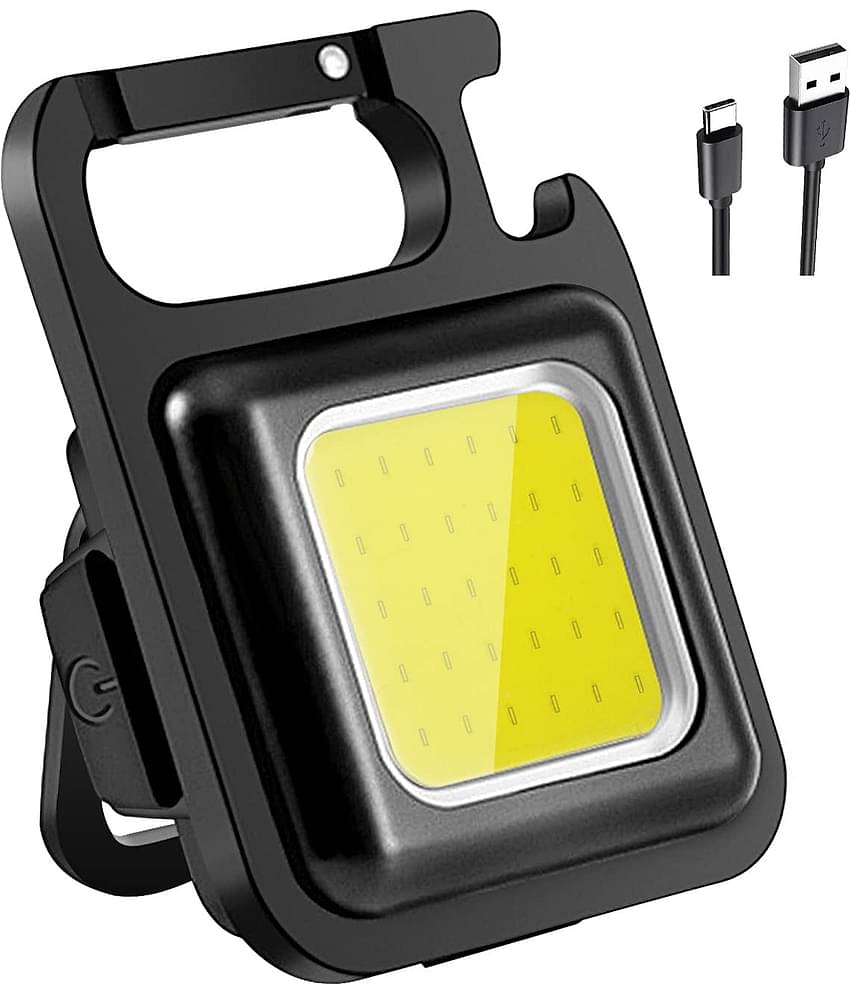 COB Small Flashlight,800 Lumens Rechargeable Keychain Mini Flashlight with 4 Light Modes,Ultralight Portable Pocket Light with Folding Bracket Bottle Opener and Magnet Base for Camping Walking