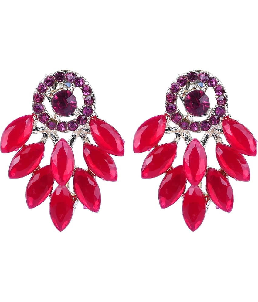 PUJVI - Red Hoops Earrings ( Pack of 1 )