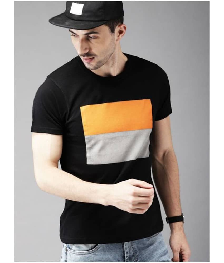 Leotude Pack of 1 100 Percent Cotton Regular Fit Men's T-Shirt ( Black )