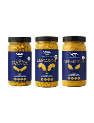 VAVA Foods Pure Semolina Macaroni, Pasta, Vermicelli 400g | High-Fiber, Protein-Rich & Gluten-Free, Pack Of 3 (Combo)