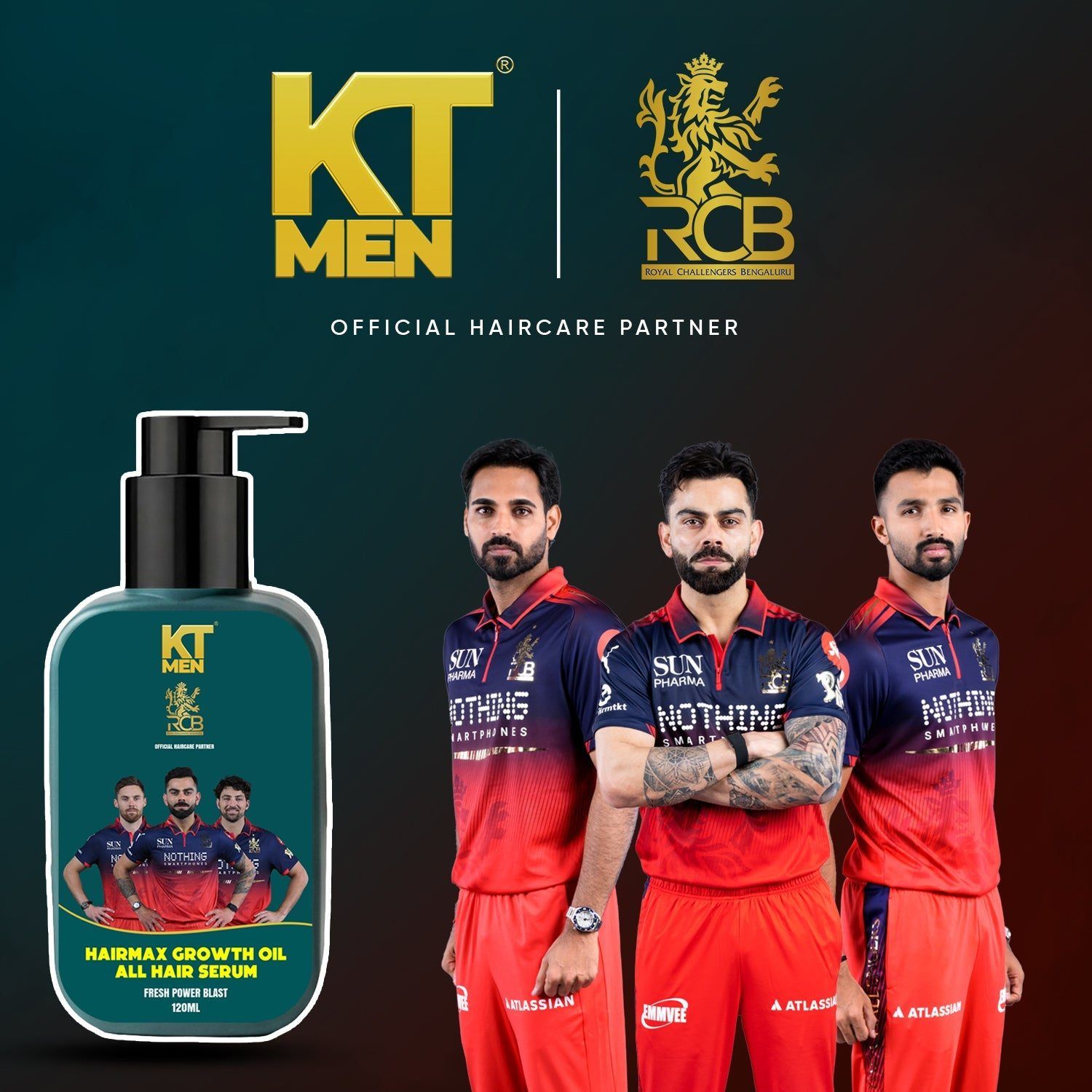 KT Men 2in1 Hair Max Growth Oil - All Hair Serum (Hair + Beard) - 120ml