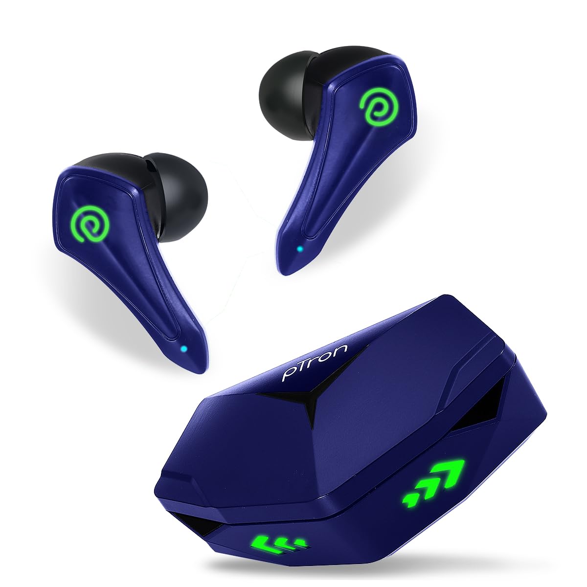 pTron Bassbuds B91 Plus TWS Earbuds w/ 38ms Gaming Low Latency, Dual HD Mic & AI-ENC Calls, 45Hrs Playtime, Pristine Sound, Snug-fit, In-Ear Bluetooth 5.3 Headphones, Type-C Charging & IPX5(Bold Blue)