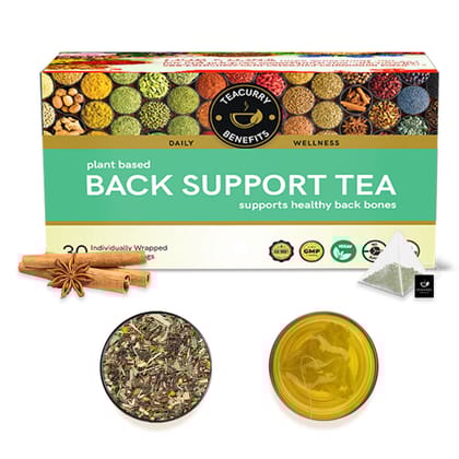 TEACURRY Back Support Tea (1 Month Pack, 30 Tea Bags) - Helps with Back Pain, Sciatica, Herniated Disc - Tea for Back Pain