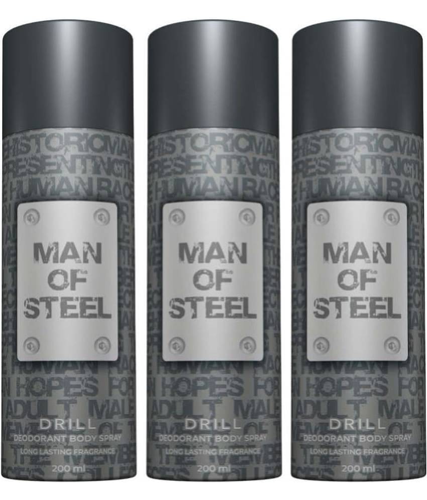 Denver Man Of Steel Drill Deodorant Spray for Men 600 ml ( Pack of 3 )