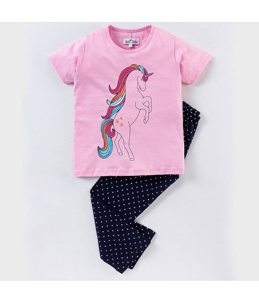 Nite Flite Pack of 1 Girls Cotton Nightsuit Set ( Multicolor )