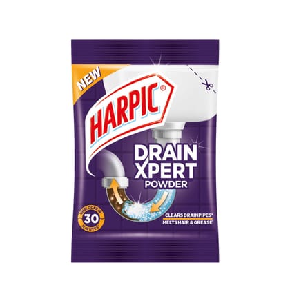 Harpic Drain Xpert Drain Cleaner Powder 45g | Effective sink cleaner, drain blockage remover, drain pipe cleaner