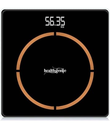 Healthgenie Digital Weight Machine Thick Tempered Glass LCD Display - Black Digital Weighing Scale
