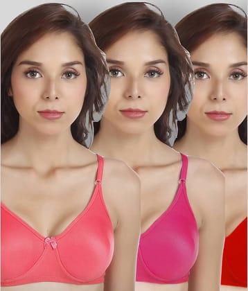Softskin Pack of 3 Poly Cotton Non Padded Women's T-Shirt Bra ( Multicolor )