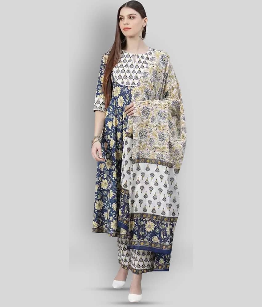 The Style Story - Blue Anarkali Rayon Women's Stitched Salwar Suit ( Pack of 1 )