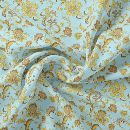 Royal Golden Flower Branch Digital Printed Fabric - Weightless-Polyester / Weightless / 110 CM | 43 Inch