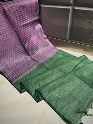 Handdyed Kota Silk Violet Blue Saree Contrast Sequence Pallu