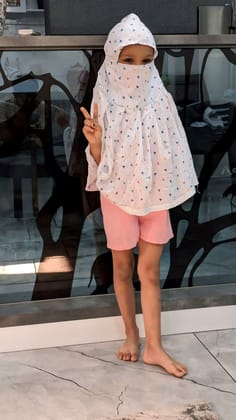 Shiv Textiles Kids Pure Cotton Summer Scarf Colorful Heart Print Design Soft Breathable Neck Wrap Headscarf for Girls Lightweight Sun Protection Stole Daily Wear Accessory