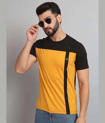 ZEBULUN Cotton Blend Regular Fit Colorblock Half Sleeves Men's T-Shirt - Mustard ( Pack of 1 )