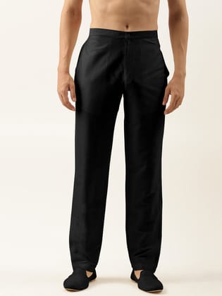 Black Cotton Silk Pant Pajama-XS / Waist Size 30