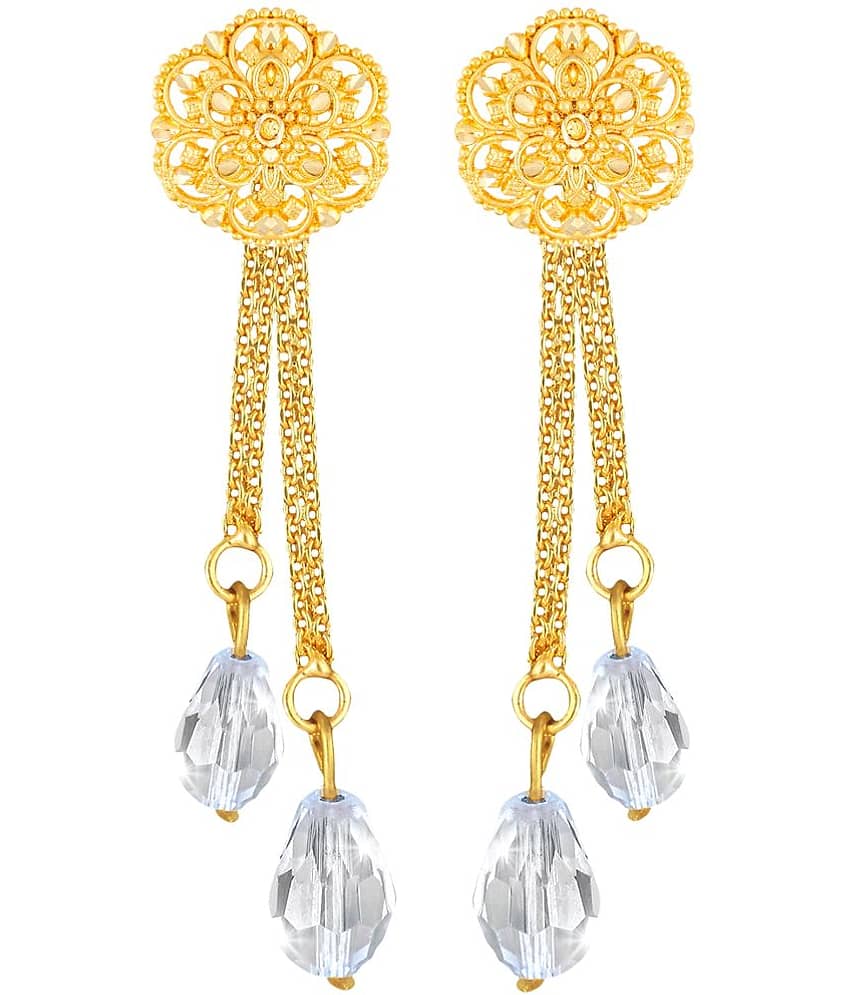 Vighnaharta Golden Drop Earrings ( Pack of 1 )