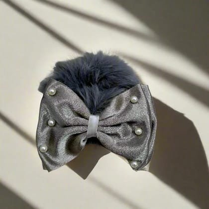Charming BIG Bow Soft Fur Elastic Hair Band with Pearl - Hair Clip for Girls, Women, and Kids  by Ruhi Import Store