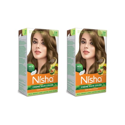 Nisha Creme Hair Color, Permanent Hair Colour Dark Blonde, Silky & Shiny 100% Grey Coverage & Ammonia Free Color With Natural Henna Extract, 60G+60Ml Nisha Creme Hair Color, Permanent Hair Colour Dark Blonde, Silky & Shiny 100% Grey Coverage & Ammonia Fr