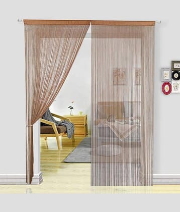 YUTIRITI - Brown Pack of 2 Polyester Door Curtain (3 ft X 9 ft)