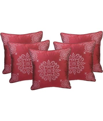 Zubix Pink & White Polyester Cushion Covers Set Of 5