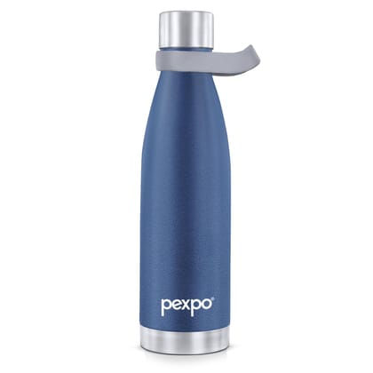 Pexpo Stainless Steel Hot and Cold Vacuum Insulated Flask, 500ml, Denim Blue, Evok | Lightweight & Keeps Drinks Hot/Cold for 24+ Hours