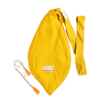 MAYAPURI Pure Soft Silk Cotton Japa Mala Bag or Gomukhi Japa/Chanting/Beads Bag with Zip Pocket and Sakshi Mala Counter (Pineapple Yellow)