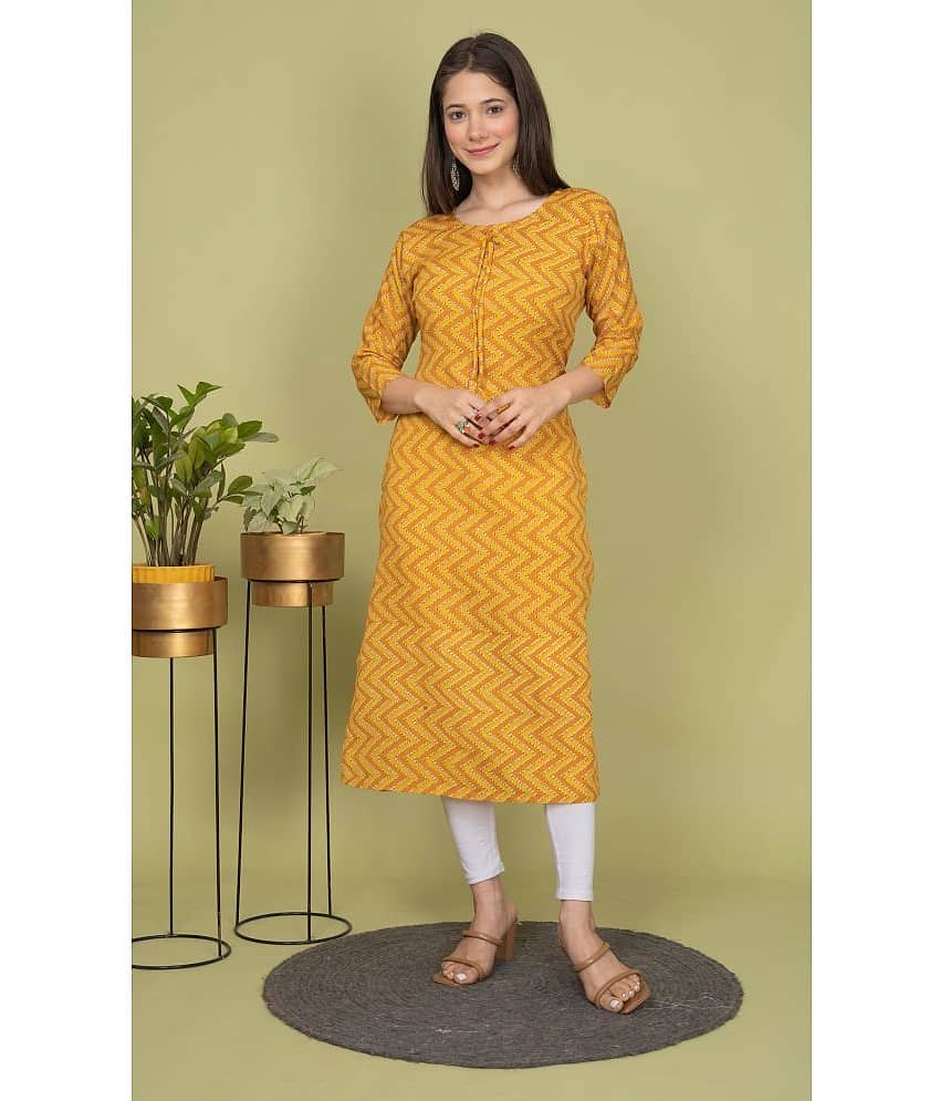 Estela Cotton Blend Printed Straight Women's Kurti - Pink ( Pack of 1 )