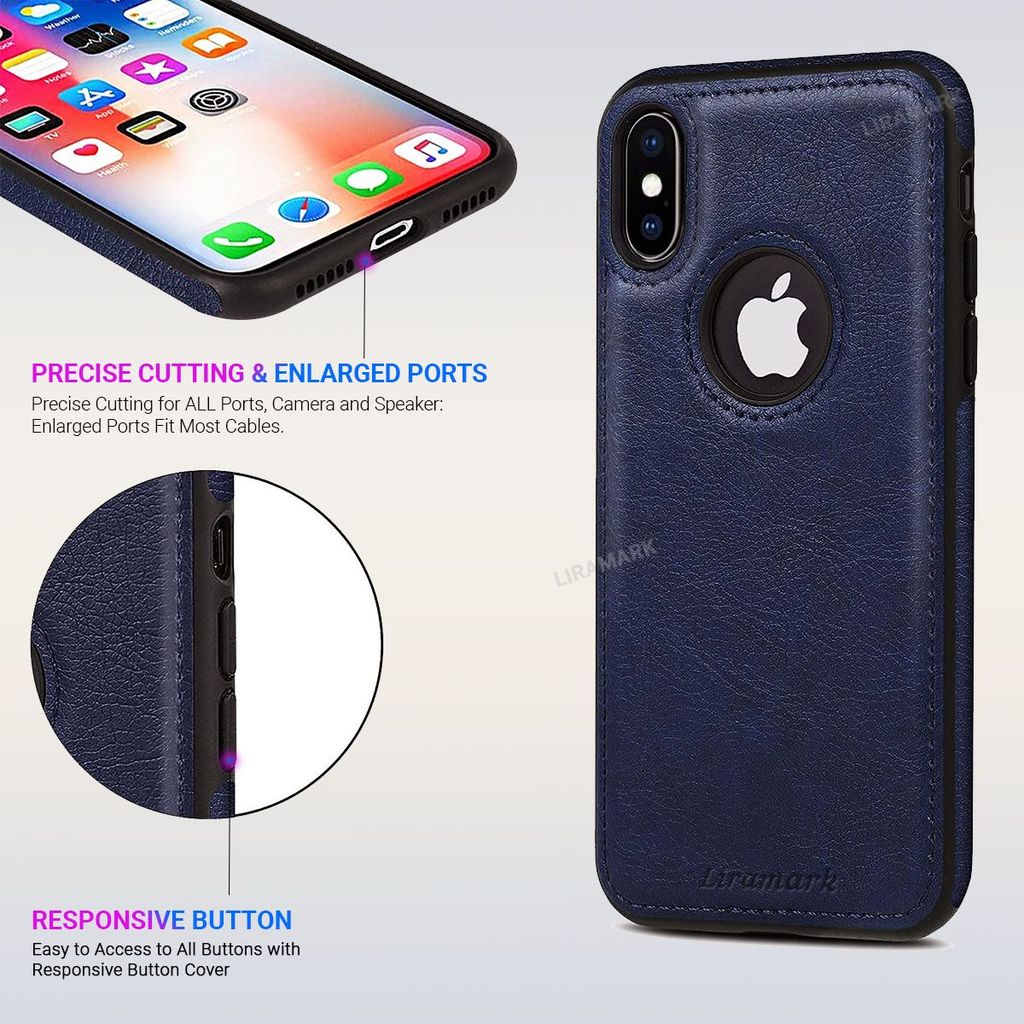 LIRAMARK PU Leather Flexible Back Cover Case Designed for iPhone Xs Max