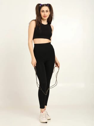 Women’s High-Waist Bamboo Yoga Pants with Side Pocket – Soft & Eco