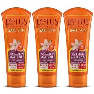 Lotus Herbals Safe Sun Uv Screen Matte Gel Spf 50 Paraben Free Cruelty Free Matte Gel  Pa  50Gm  (Pack Of 3)