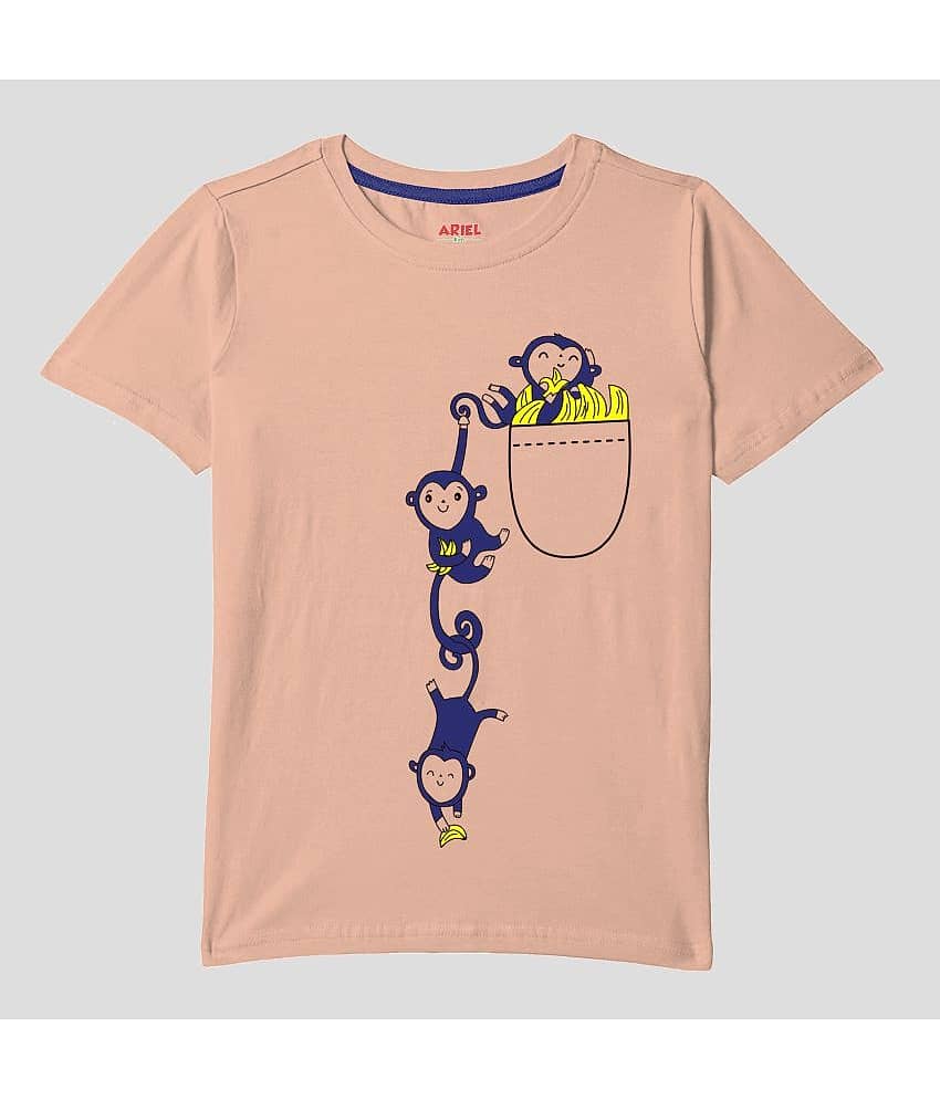 Ariel Pack of 1 Boys Cotton T-Shirt ( Beige )