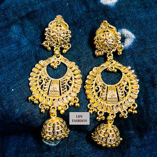 Traditional 1gm gold and micron plated  jhumkis