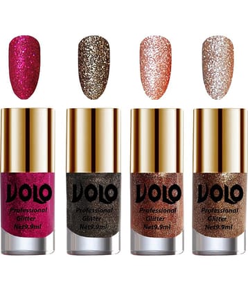VOLO Professionally Used Glitter Shine Nail Polish Magenta,Grey,Peach Gold Pack of 4 39 mL