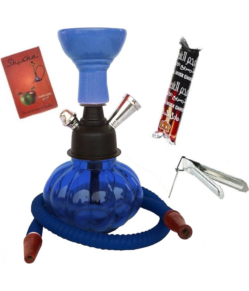 Metalmastery Blue 20 cm Glass Table Hookah - Pack of 1