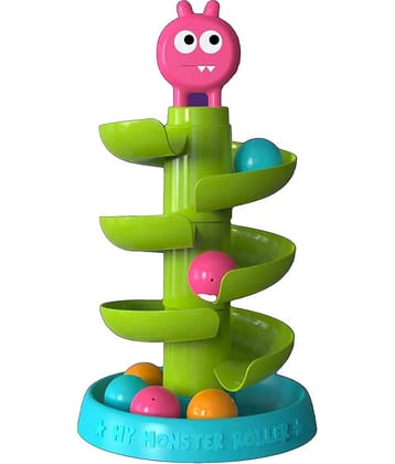 RAINBOW RIDERS  Monster Roller 3 Balls Drop and Roll Swirling Tower 4 Layer for Baby and Toddler Early Development Education /Infant & Preschool Toysal Toys For Boys Girls Age 2, 3, 4, 5, 6, 7, 8 Plastic Toy Multicolour