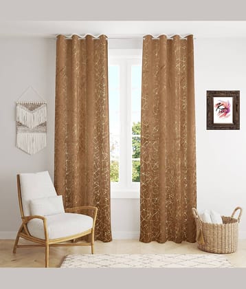 Kraftiq Homes Abstract Room Darkening Eyelet Curtain 5 ft ( Pack of 2 ) - Brown