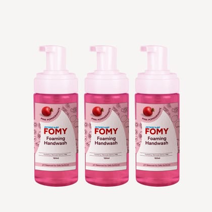 Intercorp Fomy Antibacterial Soft Refreshing Foam Hand Wash, 160 ml Each (Pink Pomegranate - Pack of 3)