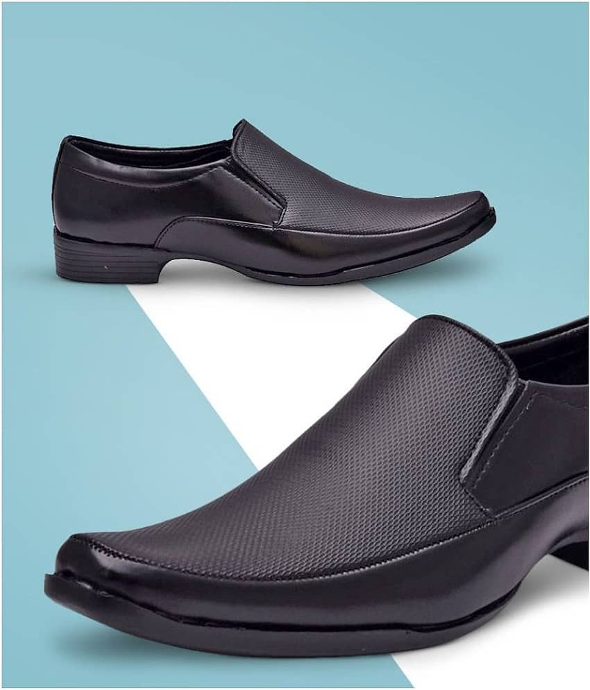 Sir Corbett Slip On Artificial Leather Black Formal Shoes