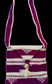 Handmade Crochet Purse – Purple & White Striped, Textured Pattern, Zipper Closure (18×15 cm)